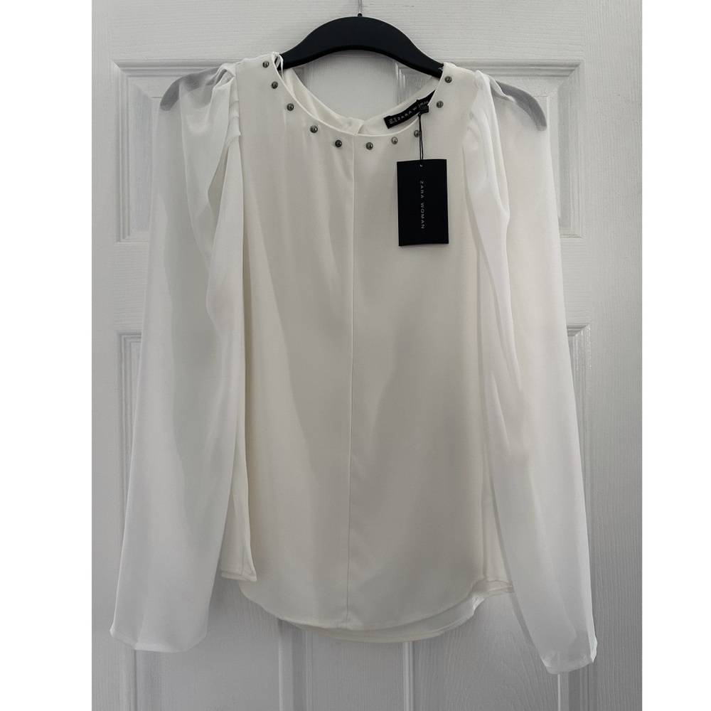 See-through, long sleeve blouse